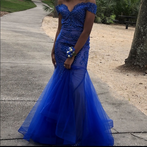 Royal blue Mermaid Style Prom dress - Picture 3 of 3